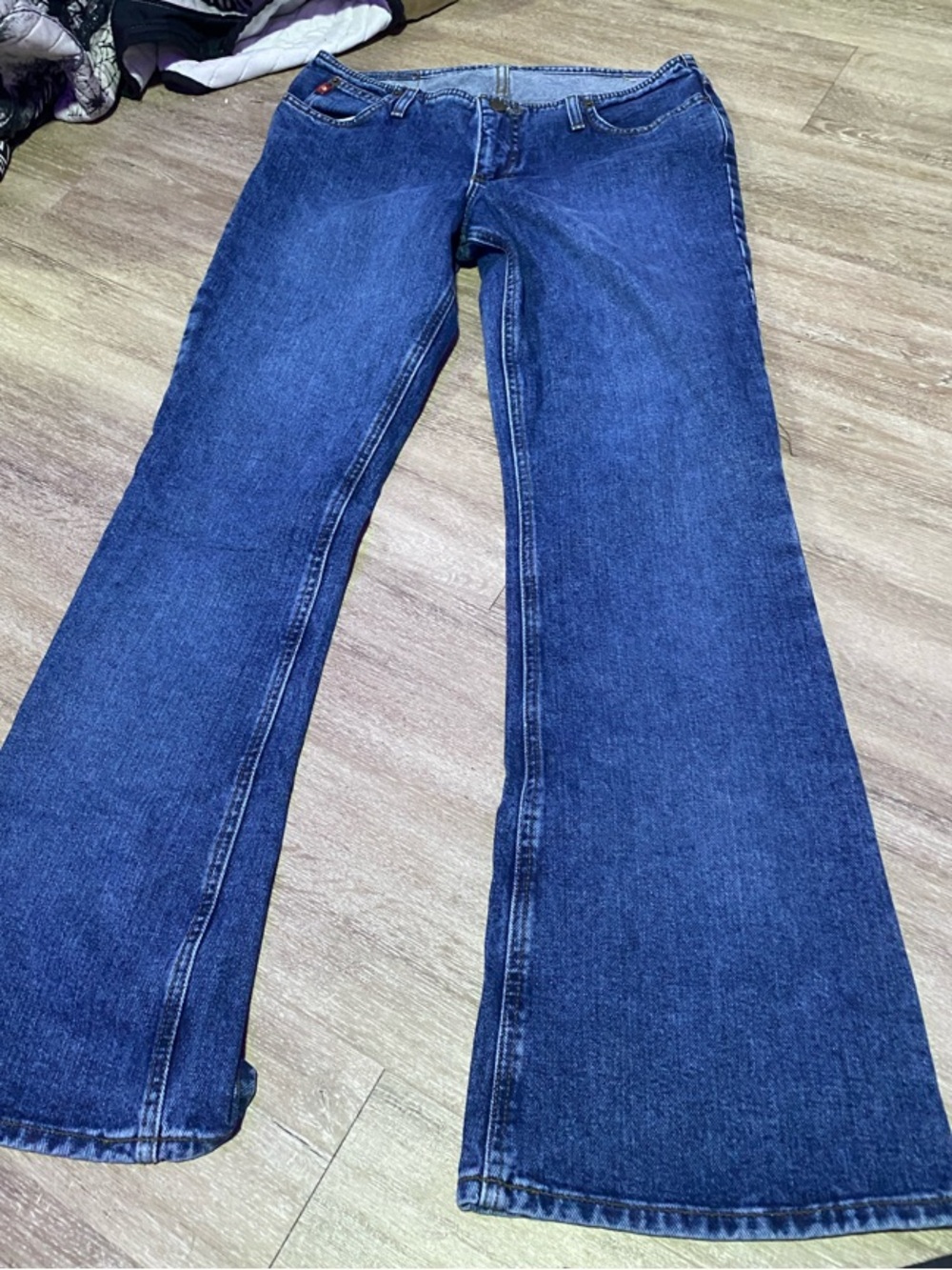 Mudd Deep Blue Flared Wide Leg Jeans Y2K